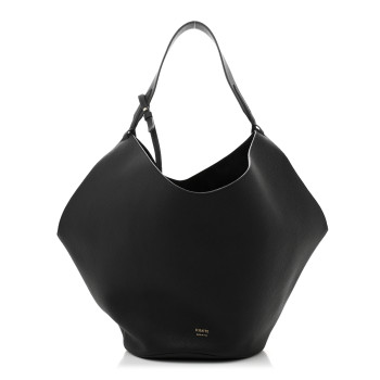 KHAITE Pebbled Sport Calfskin Medium Lotus Tote Black