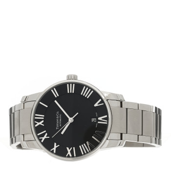 TIFFANY Stainless Steel 37mm Atlas 3-Hand Automatic Watch Black