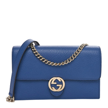 GUCCI Dollar Calfskin Interlocking G Chain Wallet Caspian