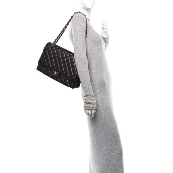 CHANEL Caviar Quilted Maxi Double Flap Burgundy