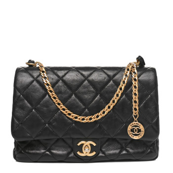 CHANEL Lambskin Quilted Fancy Jewel Flap Black