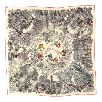 HERMES Cashmere Silk Le Jardin De Leila Au Bloc Shawl 140