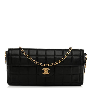 CHANEL Lambskin East West Chocolate Bar Flap Black