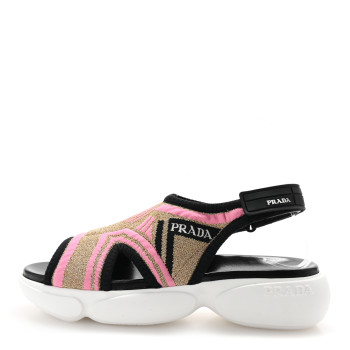 PRADA Knit Cloudbust Sandals 35.5 Black Begonia Gold