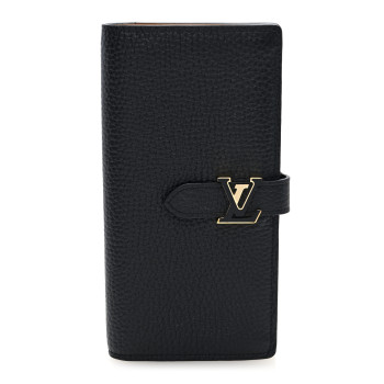 LOUIS VUITTON Taurillon LV Vertical Capucines Wallet Black Arizona