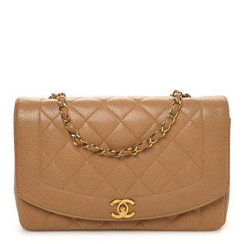 CHANEL Caviar Quilted Medium Single Flap Beige