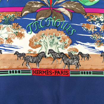 HERMES Silk Vintage Tropiques Scarf 90
