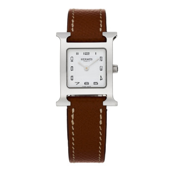 HERMES Stainless Steel Epsom 21mm Heure H Hour Quartz Watch Gold