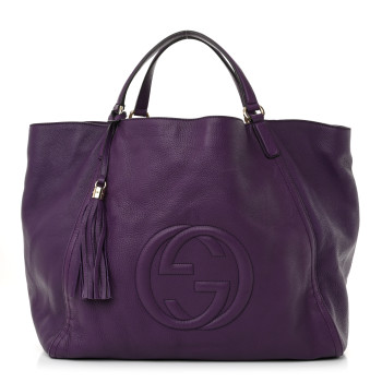 GUCCI Pebbled Calfskin Large Soho Shoulder Bag Shine Purple