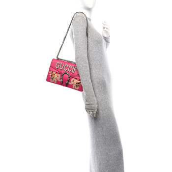 GUCCI Pebbled Calfskin Embellished Guccify Small Dionysus Shoulder Bag Rosa