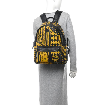 MCM Visetos Baroque Print Medium Stark Backpack Black Sahara