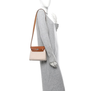 HERMES Military Toile Vache Hunter Herbag Zip Retourne 20 Ecru Beige Fauve