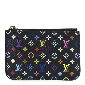 LOUIS VUITTON Monogram Multicolor Key Pouch Black Violet