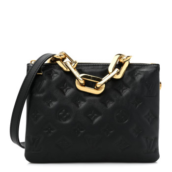 LOUIS VUITTON Lambskin Embossed Monogram Coussin BB Black