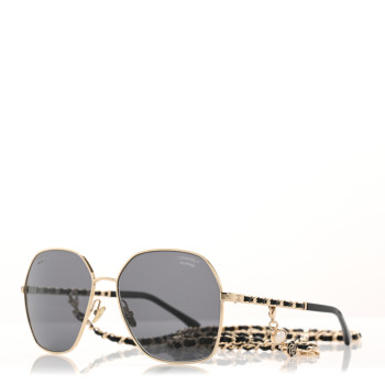 CHANEL Metal Polarized Square Frame Chain Sunglasses 4274-Q Gold Black