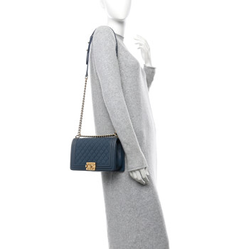 CHANEL Caviar Quilted Medium Boy Flap Navy