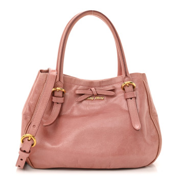MIU MIU Vitello Shine Small Bow Shopping Tote Loto
