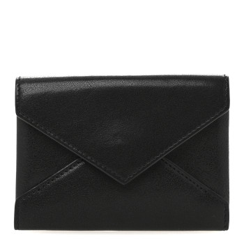 SAINT LAURENT Lambskin Flap Envelope Card Case Black