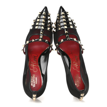 VALENTINO GARAVANI Mesh Patent Rockstud Alcove 100mm Pumps 39.5 Black