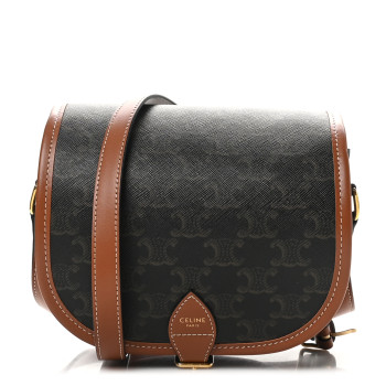 CELINE Triomphe Canvas Medium Folco Bag Tan