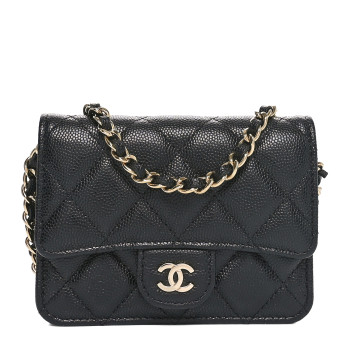 CHANEL Caviar Quilted Mini Chain Bag Black