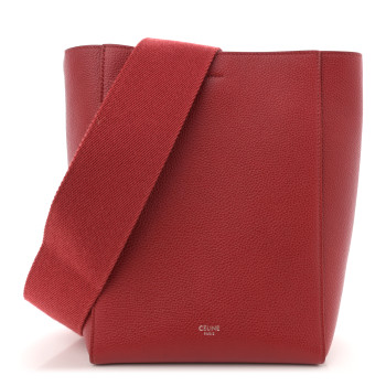 CELINE Soft Grained Calfskin Sangle Bucket Bag Red