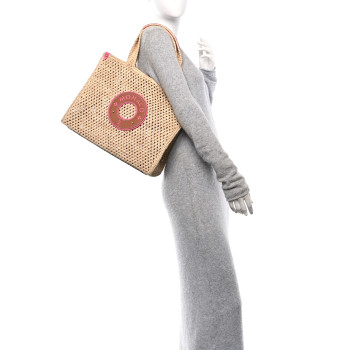 LOUIS VUITTON Raffia Calfskin Monaco OnTheGo MM Rose