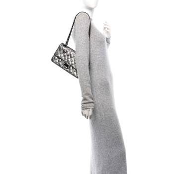 CHANEL Metallic Caviar Quilted 2.55 Reissue 225 Flap Silver Black
