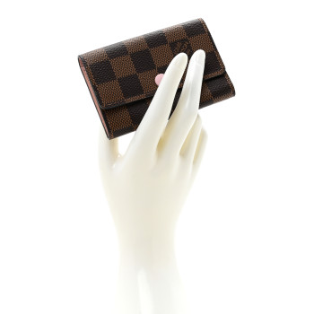 LOUIS VUITTON Damier Ebene Multicles 6 Key Holder Rose Ballerine