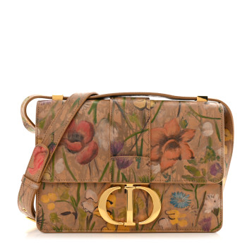 CHRISTIAN DIOR Calfskin Floral Printed 30 Montaigne Flap Bag Cuivre Multicolor