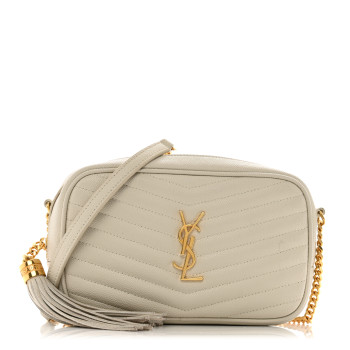 SAINT LAURENT Grain De Poudre Matelasse Monogram Mini Lou Camera Bag Crema Soft