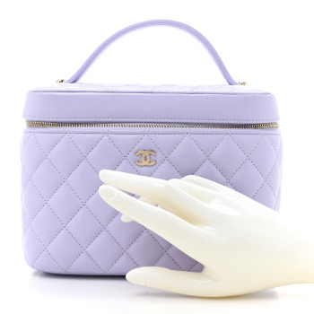 CHANEL Caviar Quilted Large Vanity Pouch Light Purple