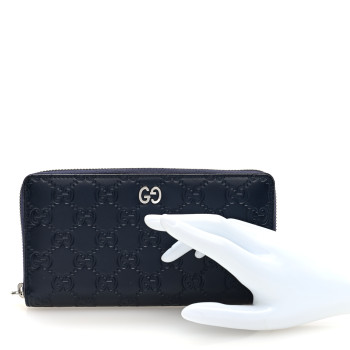 GUCCI Guccissima Signature Dorian Zip Around Wallet Blue