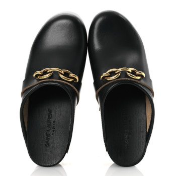 SAINT LAURENT Smooth Calfskin Le Maillon Clogs 39.5 Black