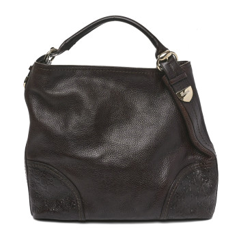 GUCCI Calfskin Guccissima Trim Large Signoria Hobo Dark Brown