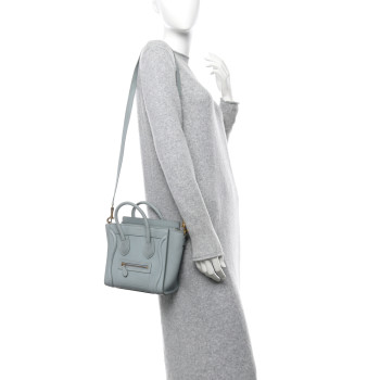 CELINE Drummed Calfskin Nano Luggage Almond