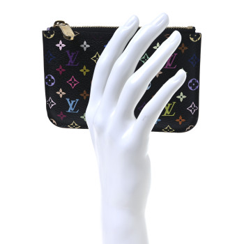 LOUIS VUITTON Monogram Multicolor Key Pouch Black Violet