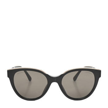 CHANEL Acetate CC Butterfly Sunglasses 5414-A Black Beige