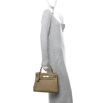 HERMES Taurillon Clemence Kelly Retourne 28 Beige Marfa