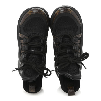 LOUIS VUITTON Calfskin Patent Monogram LV Archlight Sneakers 38 Black