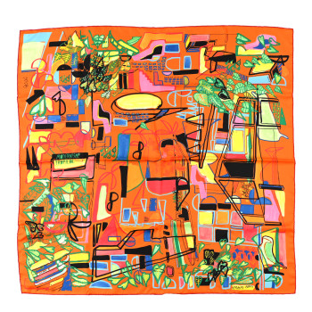HERMES Silk Modernisme Tropical Scarf 90