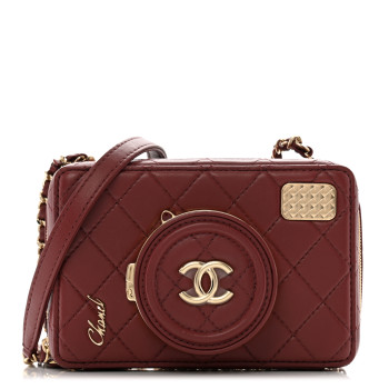 CHANEL Lambskin Quilted Coco Click Bag Burgundy