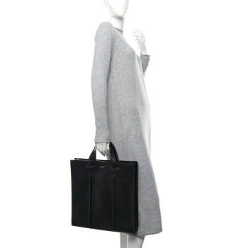 SALVATORE FERRAGAMO Hammered Calfskin Rib Tote Black