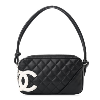 Calfskin Quilted Cambon Pochette Black White