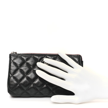 CHANEL Caviar Quilted Cosmetic Case Black