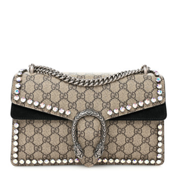 GUCCI GG Supreme Monogram Crystal Small Dionysus Shoulder Bag Black