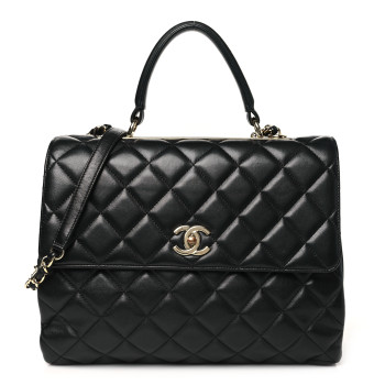 CHANEL Lambskin Quilted Large Trendy CC Dual Handle Flap Bag Black