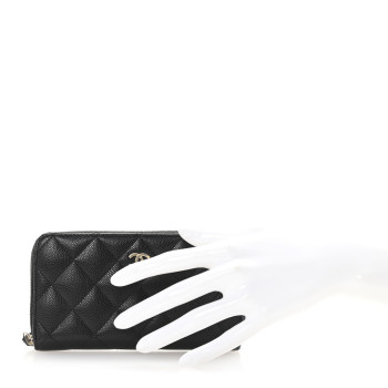CHANEL Caviar Quilted Medium Zip Around Wallet Black