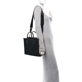 GUCCI Monogram Jumbo GG Textured Dollar Calfskin Tote Bag Black
