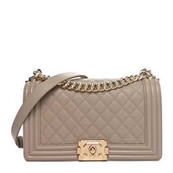 CHANEL Caviar Quilted Medium Boy Flap Dark Beige